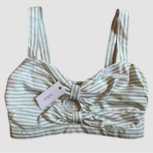 NWT AaKaa "Shoulder Strap Stripe Top" - Size Large - Cropped cut-out stripes